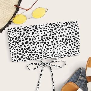 Dalmatian print lace up strapless bikini